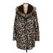 Guess Faux Fur Jacket: Brown Leopard Print Jackets & Outerwear - Women's Size Medium