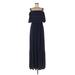 Eliza J Casual Dress - Maxi Cold Shoulder Short sleeves: Blue Dresses - Women's Size 8