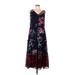 Roz & Ali Casual Dress: Purple Floral Dresses - Women's Size 10