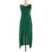 Nasty Gal Inc. Casual Dress - Slip dress Square Sleeveless: Green Jacquard Dresses - Women's Size 8