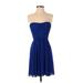 BCBGMAXAZRIA Cocktail Dress - Party: Blue Solid Dresses - Women's Size 2