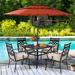 Lark Manor™ Alyah Square 4 - Person 37" Long Outdoor Dining Set w/ Cushions & Umbrella Metal in Orange | 37 W x 37 D in | Wayfair