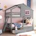 Twin over Twin Bunk Bed with Playhouse-Inspired Design - Roof, Window, and 2 Drawers