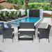 4-Piece Rattan Patio Furniture Set with Loveseat, Armchairs, and Coffee Table - Garden Outdoor Furniture with White Cushions