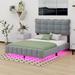 Red Barrel Studio® Nifong Velvet Platform Bed w/ LED Frame & Stylish Mental Bed Legs Upholstered/Velvet | Full | Wayfair