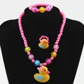 Ensemble de bijoux en perles pour bébés filles collier de canard mignon bracelets pour enfants