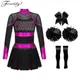 Costume de spectacle de danse de pom-pom girl pour enfants manches longues maille biscuits robe