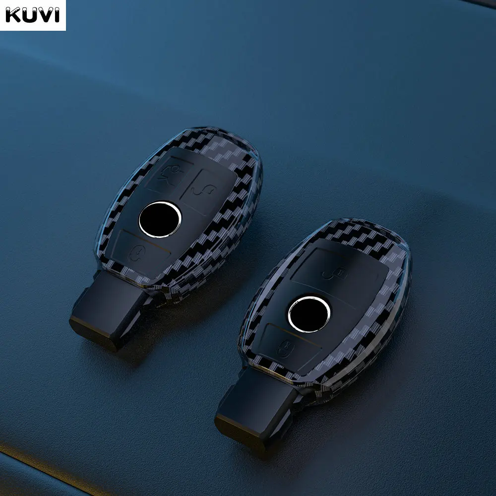 2 3-Taste Carbon ABS Auto Smart Key Fob Fall Abdeckung Für Mercedes Benz W205 W213 W204 W176 W212 W177 GLC CLA AMG A B C E S G Klasse Image