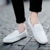 Slipper Männer Mocassin Leder Flats Freizeit schuhe plus große Größe 48 weiß Slip-On Fahr schuhe Chauss ure Homme Cuir