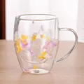 Tasses à café en verre transparent à double paroi de fleurs séchées verre à double isolation pour