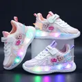 Disney-Baskets décontractées à LED pour filles chaussures de plein air imprimées princesse Elsa