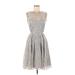 Betsy & Adam Casual Dress - Party: Silver Brocade Dresses - New - Women's Size 6