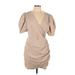 H&M Casual Dress - Wrap: Tan Solid Dresses - Women's Size Large