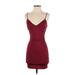 Fashion Nova Casual Dress - Mini: Burgundy Solid Dresses - Women's Size Small