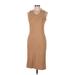 Great American Sportswear Casual Dress - Sweater Dress: Tan Chevron/Herringbone Dresses - Women's Size Medium