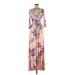 Janette Fashion JOHN 3:16 Casual Dress - Maxi: Pink Floral Dresses - Women's Size Medium