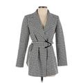 Topshop Trenchcoat: Gray Checkered/Gingham Jackets & Outerwear - Women's Size 4