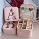 PU jewelry box storage mirror box 26 printed letter jewelry box portable jewelry storage box earring ring box