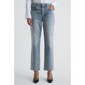 Maisie - Light Blue Cropped Mid Rise Straight Leg Jeans, 26 - Blue - Reiss Jeans