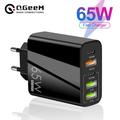 QGeeM Caricatore USB da 65 W Ricarica rapida QC 3.0 PD 3.0 Ricarica a muro Adattatore per presa EU a 5 porte da viaggio