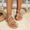 Damen-Sandalen, Hochzeitsschuhe für Braut, Brautjungfer, Damen, Peep-Toe, weißes PU mit Kunstperlen-Quaste, flacher Absatz, Hochzeit, Party, Urlaub, Alltag, klassisch, lässig, Boho, Böhmen, Strand