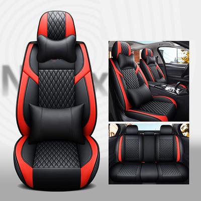 Car Seat Cover Universal Auto PU Leather, Five Seats, Breathable Seat Pad Cushion, Car Accessories for Most Models