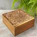 Blossom Wooden Box Natural Distressed Gold Decorative Box with Felt Pads Underneath & Wooden Carving Unique Handmade Mangowood Keepsake Storage Box for Home 9â€� x 9â€� x 4â€�