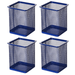 4PCS Pen Holder Mesh Pencil Holder Durable Metal Pencil Holder for Office Desk Round Pen OrganizersquareBlue