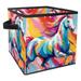 KLURENT Horse Toy Box Chest Collapsible Sturdy Toy Clothes Storage Organizer Boxes Bins Baskets for Kids Boys Girls Nursery Playroom