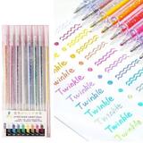 SDJMa Colorful Glitter Gel Pens Gel Ink Pens Color Gel Pens Fine Point 8 Pieces Fluorescent Pen Quick-Drying Ink Gel Pens for Colouring Books Doodling Drawing