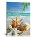 Shiartex Beach Wall Art Bathroom Paintings Decor Seashell Starfish Nature Canvas Pictures Blue Ocean Theme Decorations Posters Contemporary Nautical for Bedroom 16x20 in/12x16 in