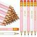 50 Pieces Half Pencils Baby Shower Pencils Sharpened Pencils with Erasers Pencils for Baby Shower Presharpened Pencils Woodcase Pencils for School Office Supplies 4 Inch(Pink White Girl Style)