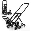 HELLONE Portable Stair Climbing Hand Truck Luggage Cart Heavy-Duty Hand Truck Dolly 330 lbs Load Capacity Foldable Stair Climber Hand Trucks with Adjustable Handle Black