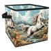 KLURENT Horse Toy Box Chest Collapsible Sturdy Toy Clothes Storage Organizer Boxes Bins Baskets for Kids Boys Girls Nursery Playroom