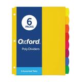 Oxford Plastic Binder Dividers for 3 Ring Binder 8 Tab Multicolor Tabs 3 Hole Punched Letter Size 6 Sets (89601)