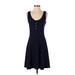 Three Dots Casual Dress - Fit & Flare: Blue Solid Dresses - Women's Size Small