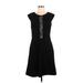 Betsey Johnson Cocktail Dress - A-Line Crew Neck Sleeveless: Black Jacquard Dresses - Women's Size 10