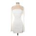 Fashion Nova Casual Dress - Mini High Neck Long sleeves: White Dresses - New - Women's Size Small