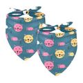 2 Packs Square Dog Bandana Cat and Mouse Pattern Printing Pet Drool Bibs Adjustable Kerchief Scarf Set for Small Medium Large Puppy Cat Pets