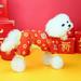 Dujiujun Pet Clothes Chinese New Year Dog Costume Cartoon Pattern Comfortable Warm Pet Jumpsuit for Festive Decor