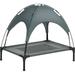 Elevated Portable Dog Cot Pet Bed With UV Protection Canopy Shade 30 Inch Gray