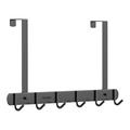 Jhomerit Hooks Over The Door Hook Hanger 6 Hooks Heavy Duty Over The Door Towel Rack Coat Rack for Clothes Hat Towel Stainless Steel (Black)