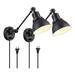 Sconces Wall Lighting Jaxnfuro Plug in Wall Sconces Set of 2 Industrial Swing Arm Wall Lamp with Plug in Cord Black Indoor Wall Mounted Reading Lighting Fixture with On/Off Switch Bedside Bedroom