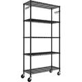 Storage Shelves 5-Tier Wire Shelving Unit with Wheels & Adjustable Feet Metal Shelf Rack for Garage Kitchen Pantry Laundry Room 400 Lbs Per Shelf - 14x36x75