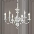 French Country Chandelier 6-Light Modern Farmhouse Chandelier for Dining Room Rustic Chandelier for Bedroom White Metal Chandelier Candle Style for Kitchen