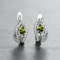 Water Drop Stone Hoop Earrings For Women Luxury Multicolor Zirconia Leaf Crystal Silver Color Wedding Hoop Earrings