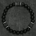 1pc Vintage Matte Black Onyx Cubic Lava Stone Beaded Bracelet Stretch Bracelet