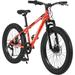 Ecarpat Mountain bike 24 26 inch fat tire mountain bike 7/21speed front suspension dual disc brakes carbon steel bike for men and women off-road beach and snow commuter city bike