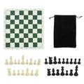 Chess Set with PP Chess Pieces Imitation Leather PU Chess Board Binding Velvet Bag Travel Chess Board Game Sets for Kids