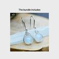 Elegant Vintage Silver Hook Earrings with White Opal Drops - Perfect for Women s Fashion and Accessories